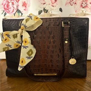 Brahmin Cocoa Anytime Melbourne Tote GUC with matching wallet